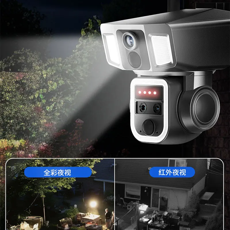 كاميرا تعمل بالطاقة الشمسية 4G كلاً واي فاي بزاوية واسعة CMOS WIFI 4G شبكة مزدوجة HD للرؤية الليلية 10x تكبير كاميرا Cctv لاسلكية عالية الدقة #3