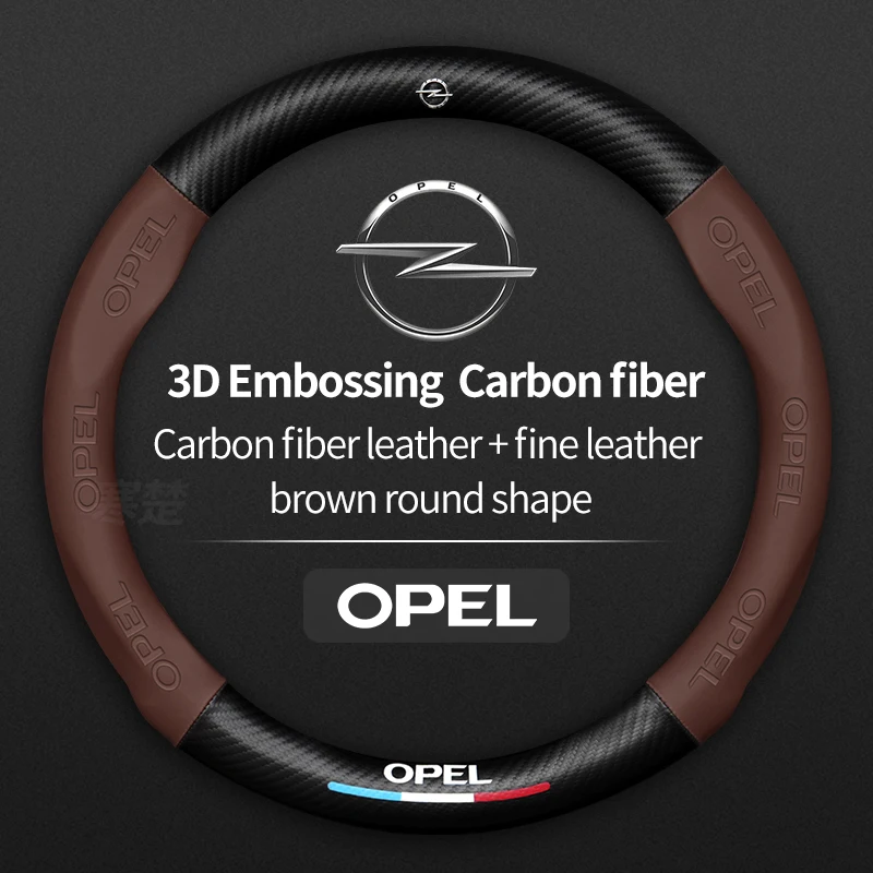 Für Opel OPCline ASTRA CORSA INSIGNIA MOKKA VECTRA GTC Tigra Carbonfaser-Leder-Lenkradbezug Anti-Rutsch-Zubehör