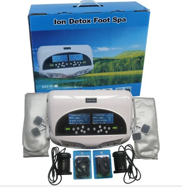 

2025 New Dual Detox Machine Ion Cleansing Device Foot Spa Bath Ionic 2 LCD Screen User With Massager Acupuncture Pads Wrist Belt