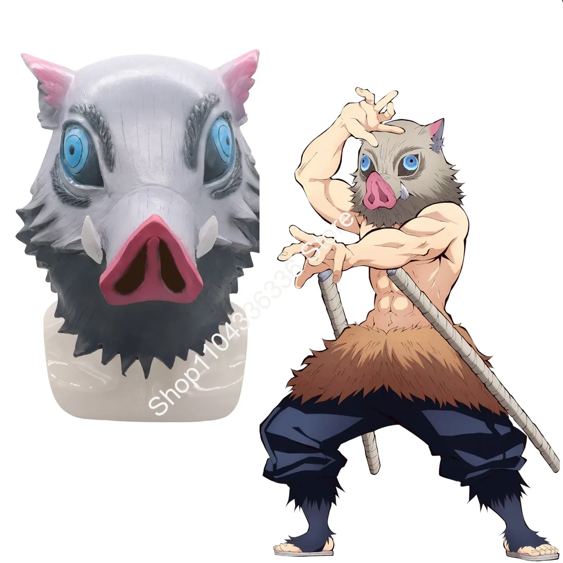 

Hashibira Inosuke Cosplay Mask Pig Silicone Headgear Latex Pig Head Masks Anime Cosplay Props Costume Accessory Halloween Props