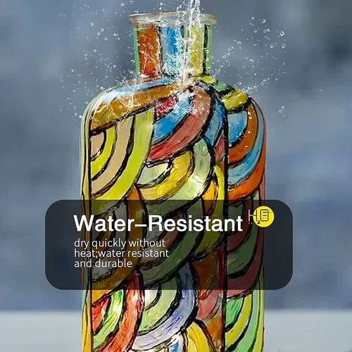 Imagen 2 del producto Juego de pintura de vidrio de 12ml, 12/24 colores, 6 pinceles de nailon, 1 paleta, tubo de pigmento impermeable, Kit de pintura acrílica para suministros de arte