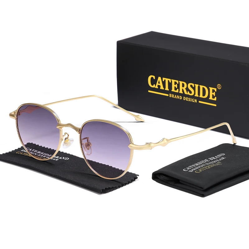 CATERSIDE موضة المرأة النظارات الشمسية المستديرة خمر المواد المعدنية نظارات شمسية رجل حفلة السفر في الهواء الطلق نظارات Uv400