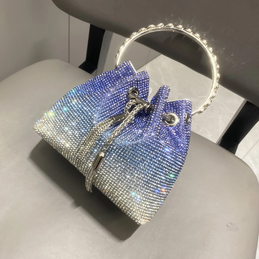 Handle Rhinestones Evening clutch Bag Purses and handbag luxury Designer shoulder bags Shiny Crystal Clutch purse bucket bag