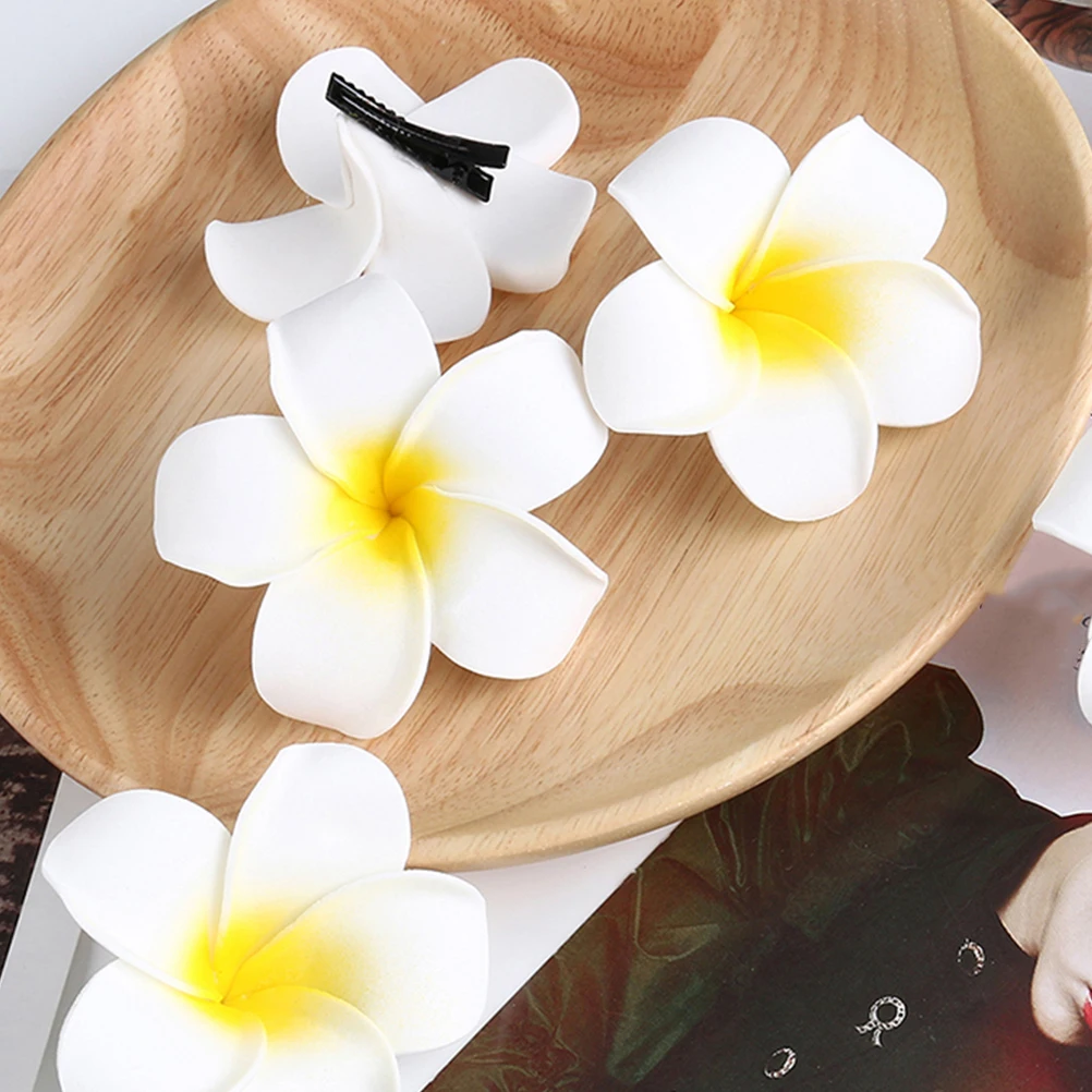 

24Pcs EVA Material Plumeria Hair Flower Clips For Women Hawaiian Simulation Floral Headwear Stylish Decorative Accessories