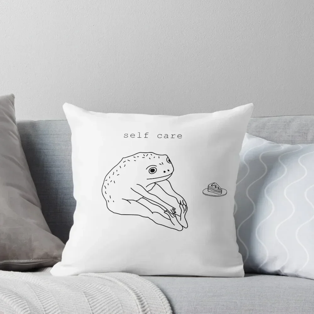 Self Care Frog Throw Pillow Pillowcases Cushion Covers Sofa Rectangular Cushion Cover pillow