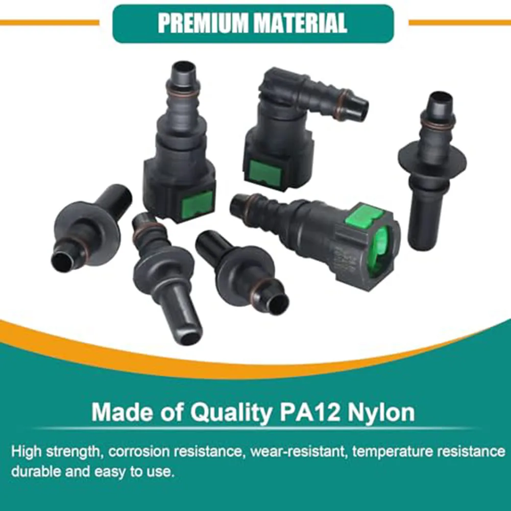 Fuel Line Repair Kit 30PCS with SAE 7.89mm 9.49mm 9.89mm Quick Connect Fittings for 8mm Inner Diameter Nylon Hose