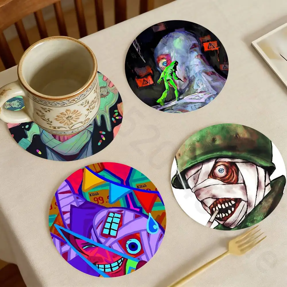 

Game Mouthwashing Creative Wooden Cup Coaster Tea Coffee Beverage Colour Printing Cup Mat Home Restaurant Decorations