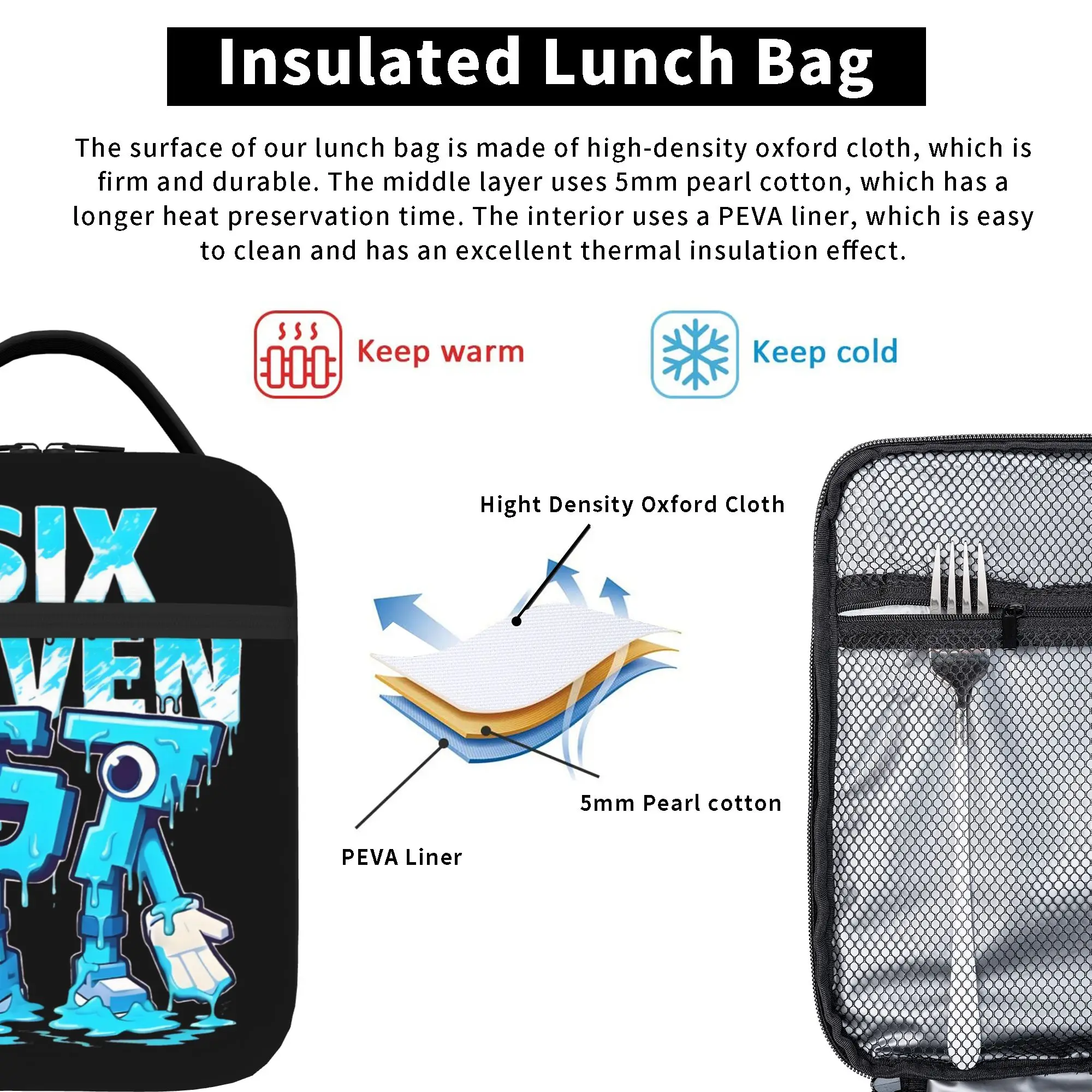 Funny Meme 67 Six Seven Thermal Insulated Lunch Bags for School  Portable Food Container Bags Cooler Thermal Lunch Box - view 5