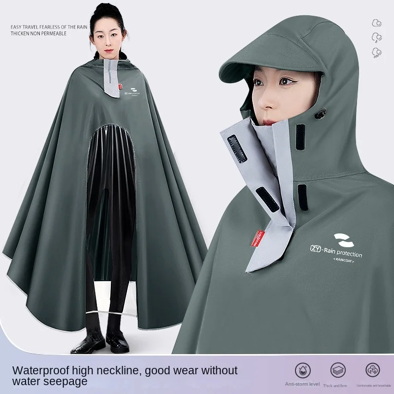 Wholesale Hair Battery Car Riding Raincoat Extended Thickened Long Full Body Male and Female Models Motorcycle Rain Poncho