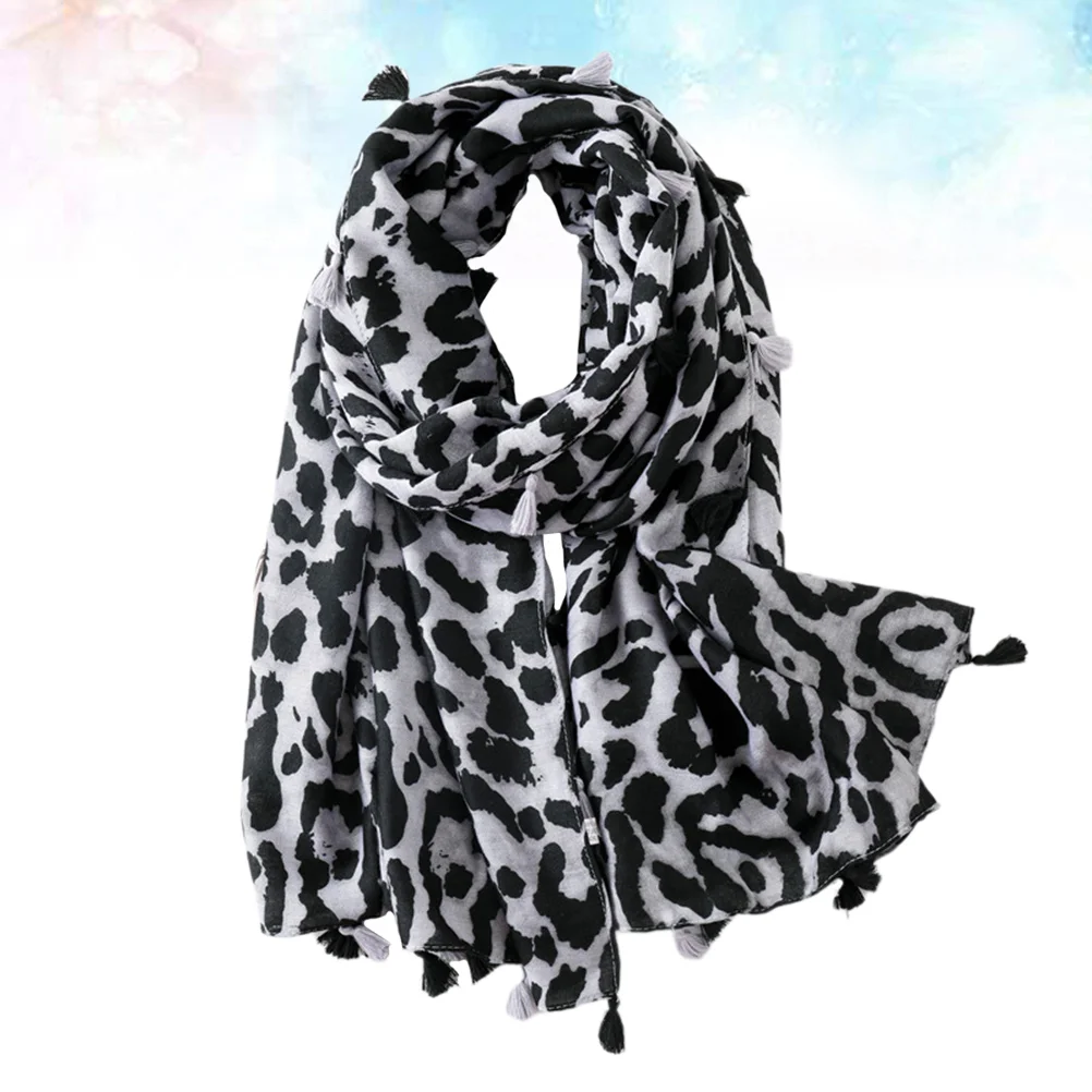 

Women Long Style Scarf Dual Cotton Shawl Gift Leopard Scarf Grey women scarf women cotton scarf women leopard scarf
