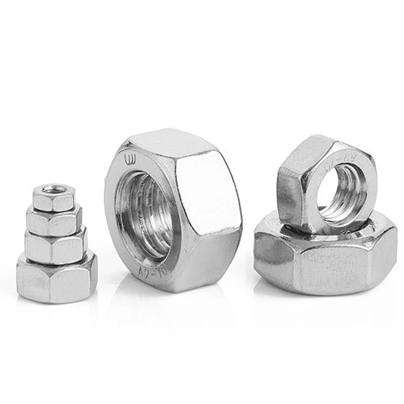 10pcs/lot 304 Stainless Steel Hex Hexagon Nuts DIN555 M2 M2.5 M3 M3.5 M4 M5 M6 M8 M10