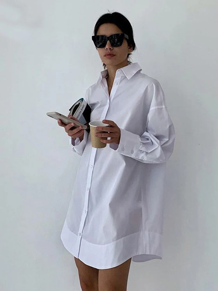 

White Loose Lapel Women's Shirt 2023 Autumn Long Sleeve Fashion Blouses Casual Office Single-breasted Shirts Top Woman Clothing