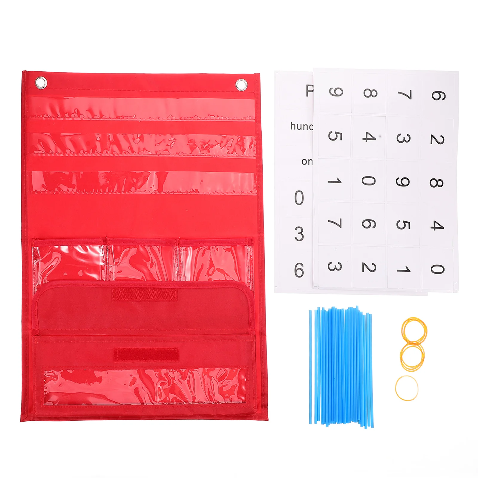 

1Set Counting Pocket Chart Polyester Plastic Numbered Pocket Chart for Classroom Teaching and Wall Hanging Storage