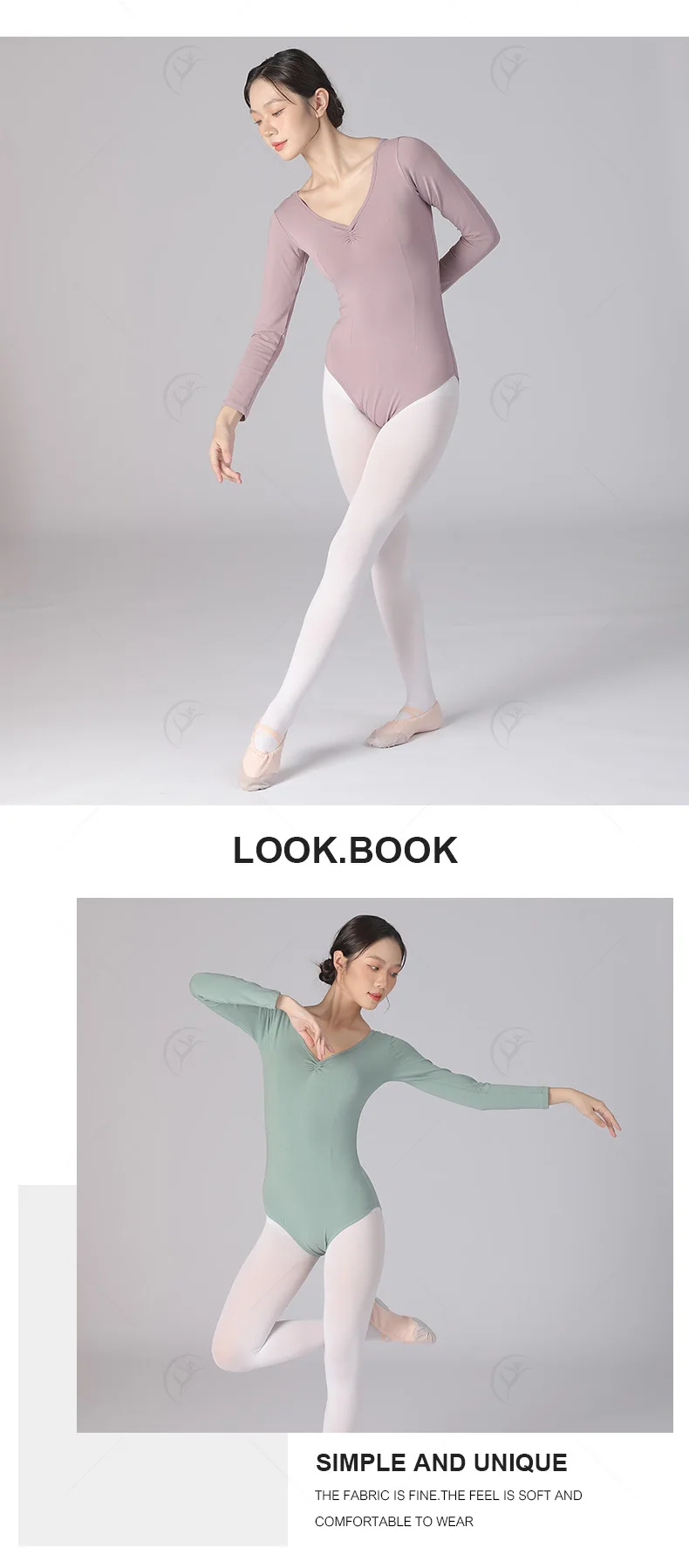 Ballett-Trikots für Damen, Tanzbekleidung, Ballerina-Kleidung für Erwachsene, Langarm-Trikot, Yoga-Ballerina-Tanzkostüm – Detail 8