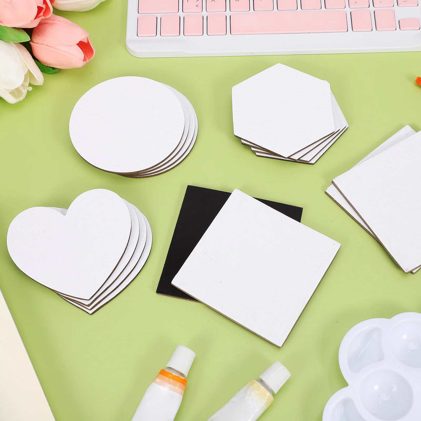 

16pcs 16 Mini Magnetic Canvas Artboards for Fridge Decor Small Painting Panels Creative Craft Kit Kids Whiteboard Wall Sticker