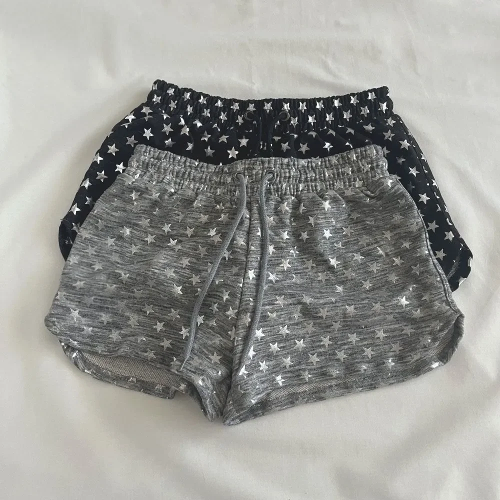Summer Star Print Sports Shorts Women Vintage Drawstring Waist Wide Leg Hot Pant Kpop Casual Y2K Aesthetic Sexy Loose Streetwear
