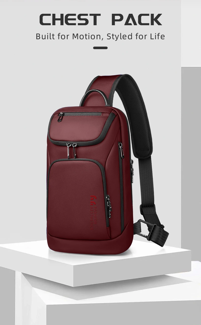 HK Multifunctional Business Chest Bag Waterproof and Scratch-Resistant Men’s Bag Lightweight High-End Fashionable Shoulder Bag