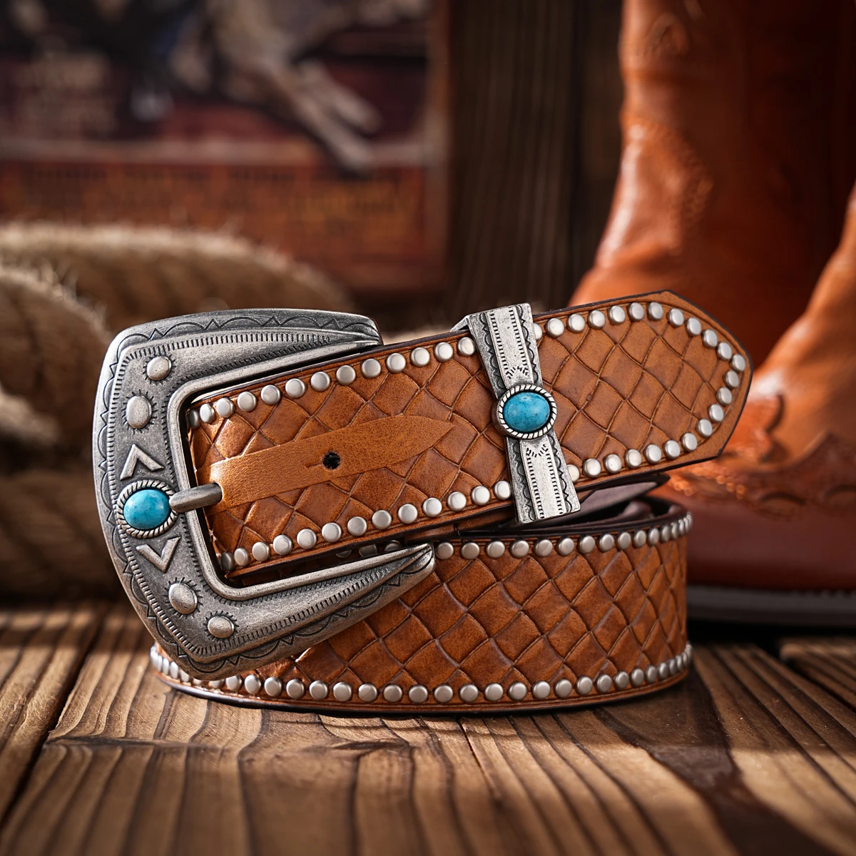 Lässige, individuelle und Retro-Gürtel, Taillenaccessoires für Kleidung im Western-Stil, PU-Gürtel, geeignet für Männer und Frauen – Detail 5