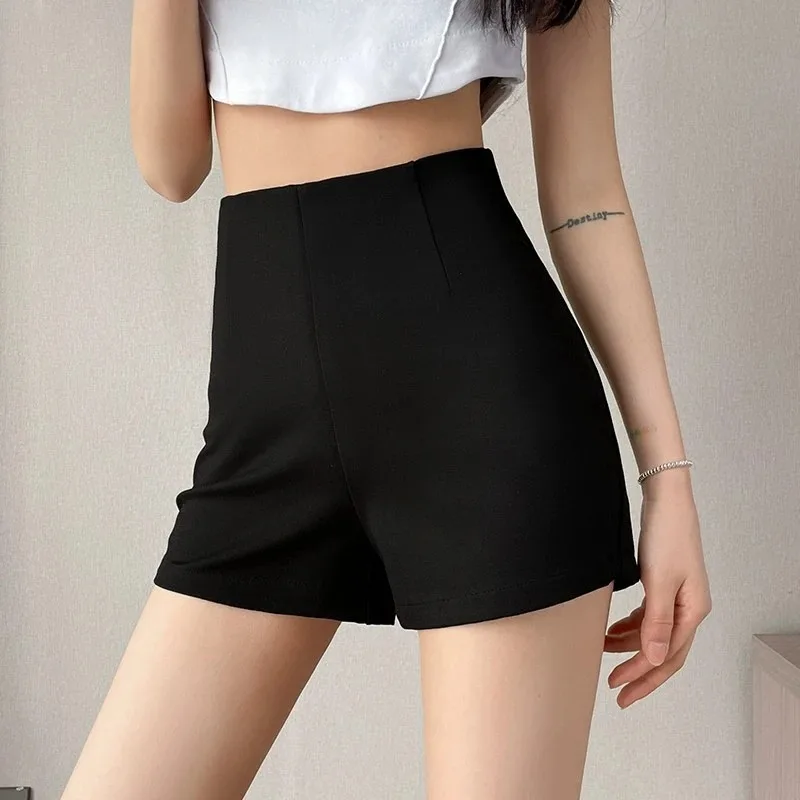 Women High Waist Stretch A Line Shorts Anti Rolling Anti Chafing Outerwear Safety Hot Pants Summer