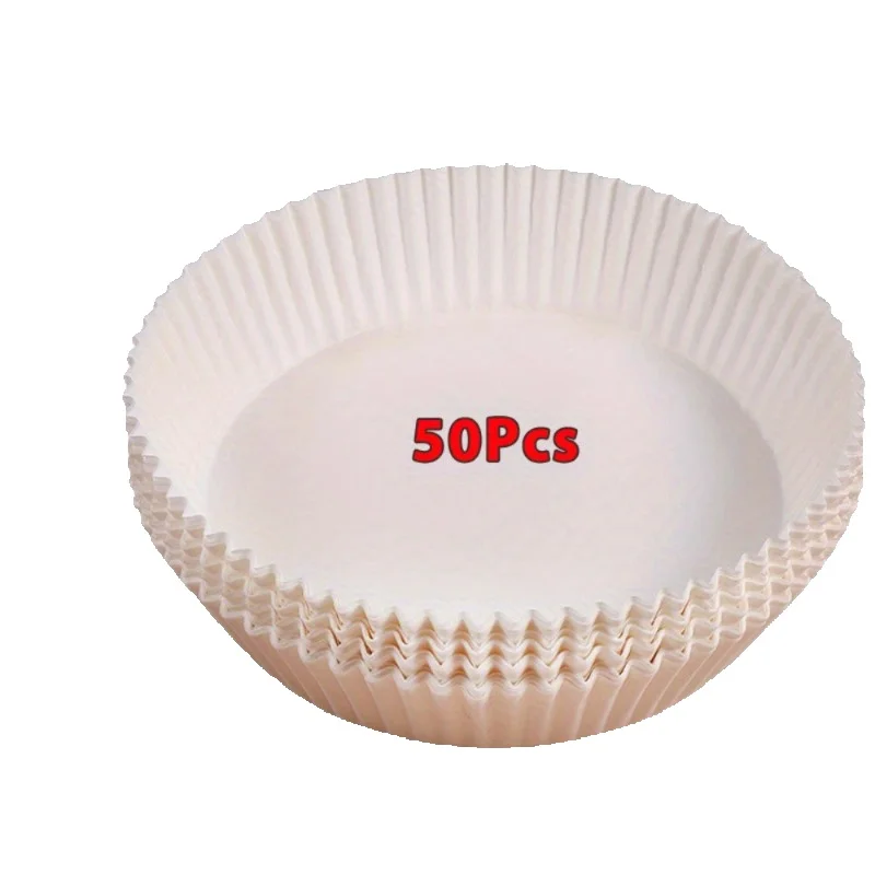 

50-Count Air Fryer Paper Liners - Round Non-Stick Disposable Baking Sheets for Easy Cleanup, Home & Restaurant Use