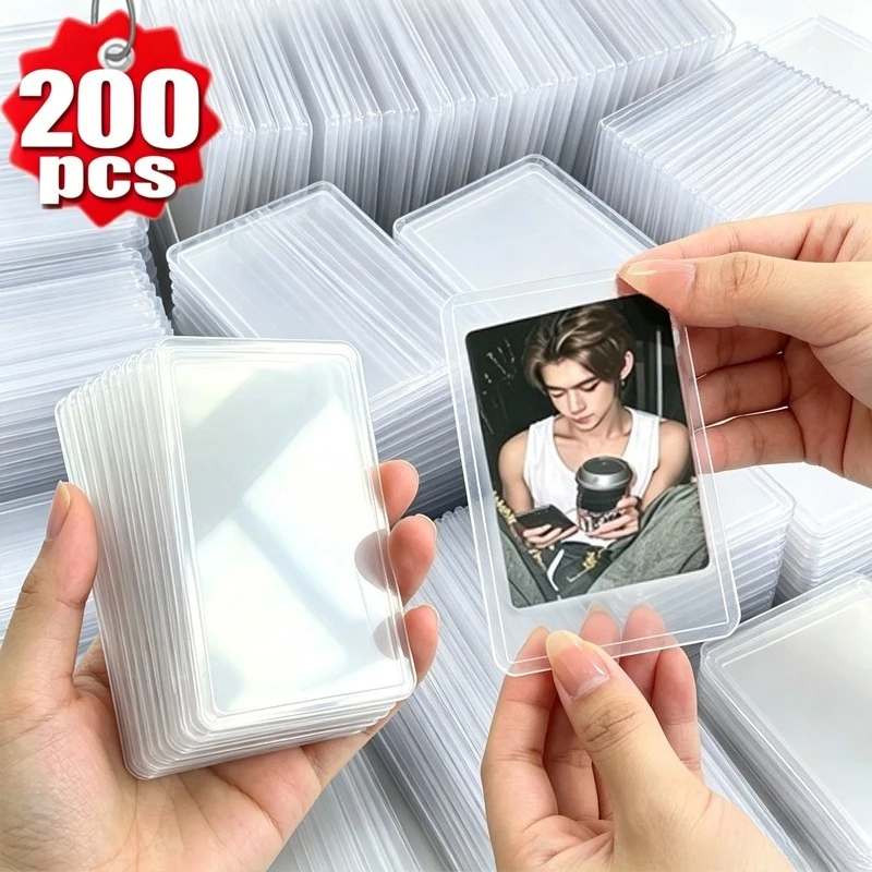 10/200pcs Sacs de rangement transparents pour cartes, Housses de protection pour cartes à collectionner, Étanche, Épaissi, DIY, Pack en gros pour cartes de stars et de célébrités
