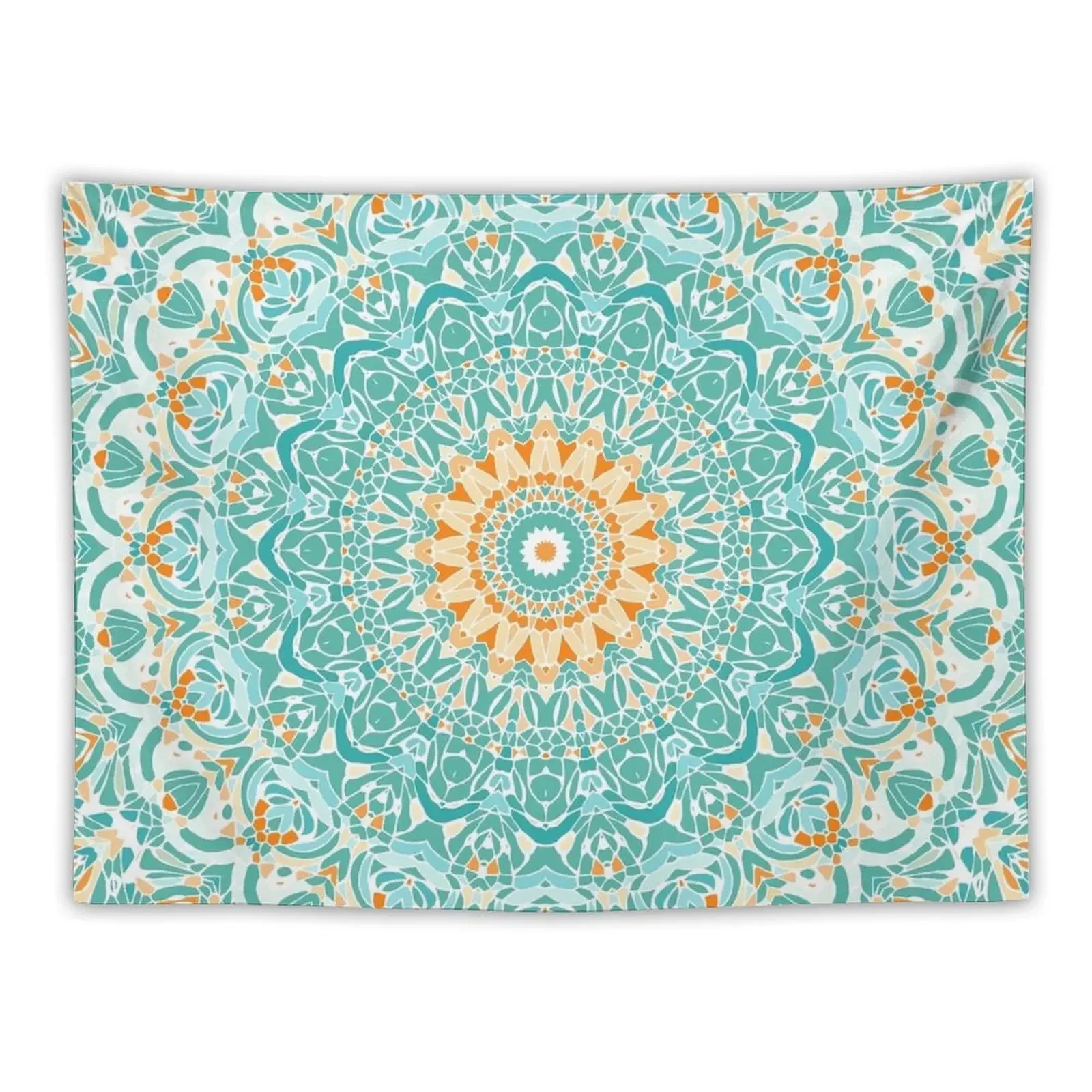 

Orange and Turquoise Clarity Mandala Tapestry Home Decoration Cute Room Things Decoration For Bedroom Tapestry