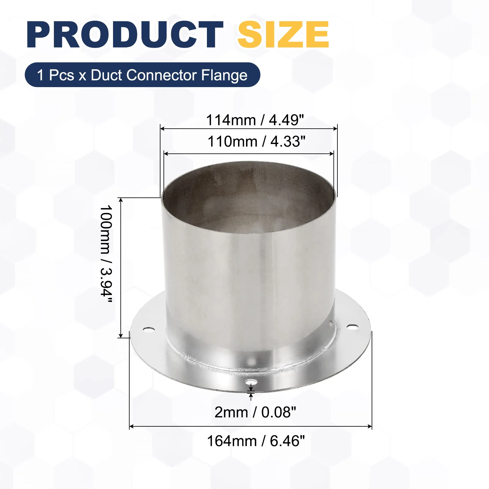 1Pc Duct Connector Flange Stainless Steel Straight Pipe Hose Flange Connector Mounting Hole 1.3