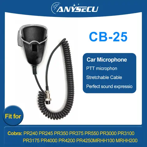 CB-25 마이크 4 핀 커넥터 코브라 PR240 PR245 PR550 PR3000 PR3175 PR4200 Uniden Galaxy Car CB 라디오