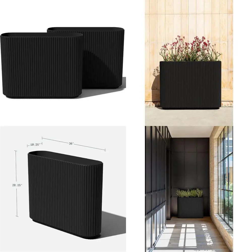 Fioriera moderna da esterno per patio e cortile: composto in plastica resistente, adatto per l'arredamento del portico anteriore |   Contemporaneo S