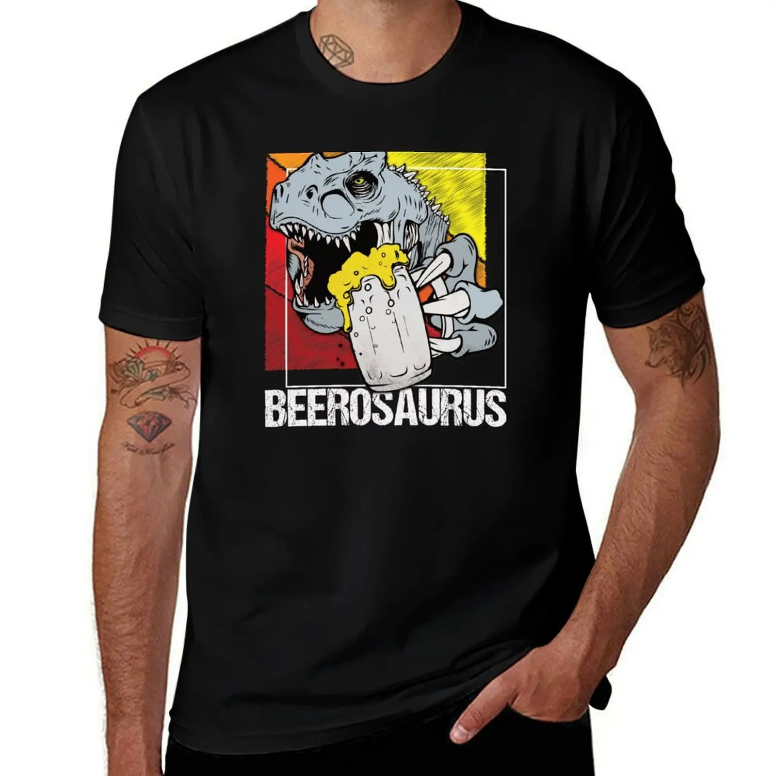 Beerosaurus Bierosaurier with beer glass - Beer lover Dino Rex Design T-Shirt funny t shirts cotton T-Shirt