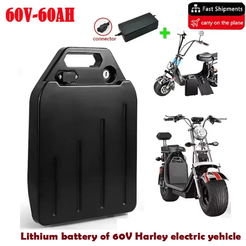 New Citycoco Electric Scooter Battery 40Ah-60Ah 60V for 250W~1500W Motorcycle/bicycle Waterproof LithiumBattery+67.2V Charger