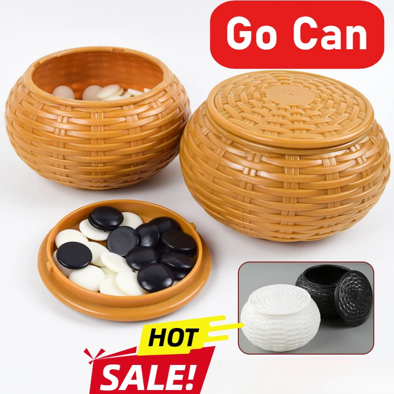 2pcs International Go Can Simulation Grass Woven Chess Box Black White Chess Piece Storage Jar Practice Competition Beginner Dry
