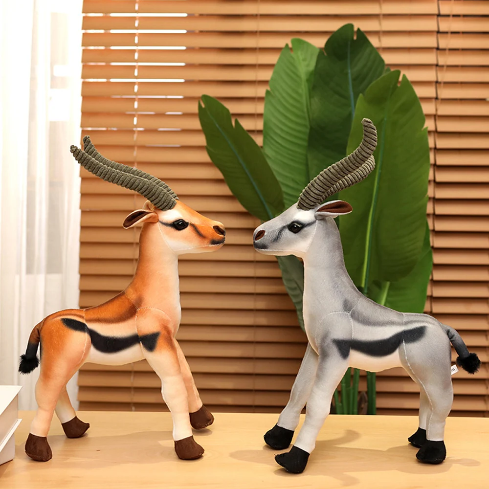 Simulated Antelope Plush Toys Lifelike Gazelle Stuffed Dolls Wildlife Plushie Natural Geography Wild Animal Soft Toys Presents