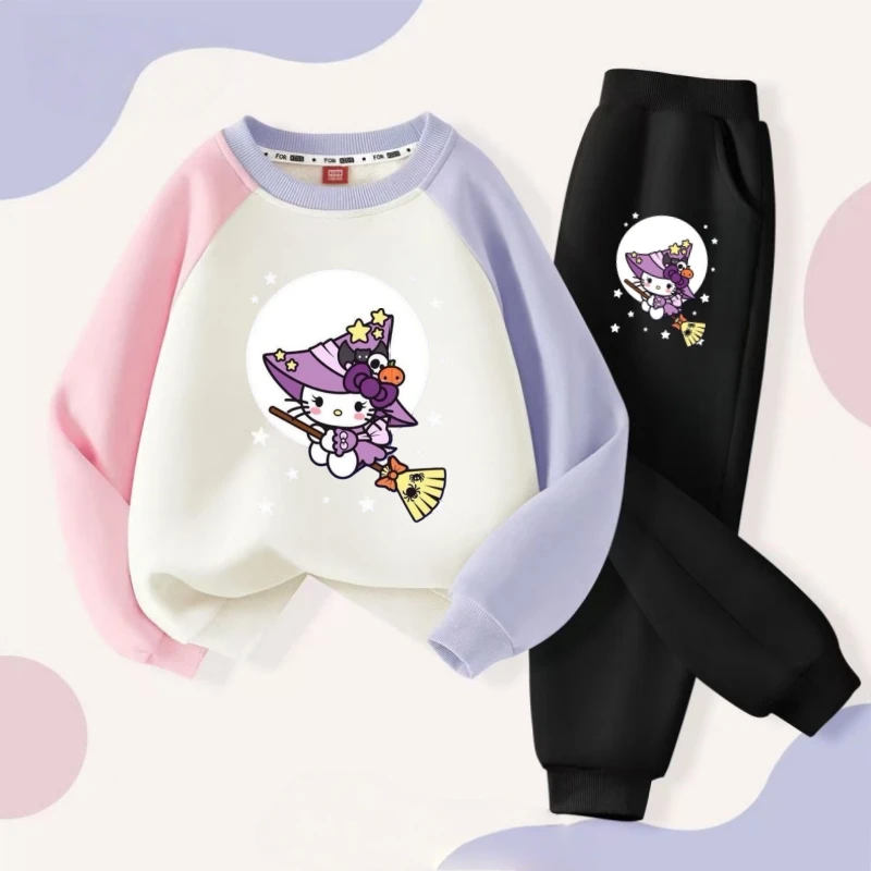 

Комплект одежды для маленьких девочек, осенние детские милые толстовки с принтом кутоми, пуловер, топ и штаны, комплект из 2 предметов, детские лоскутные спортивные костюмы, наряд