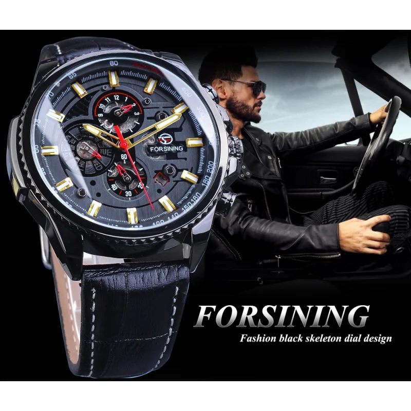 Free Shipping OUTLETSHot Sale of New Products forsining Waterproof Multifunctional Mechanical Watch Men's Fashion Automatic Mech