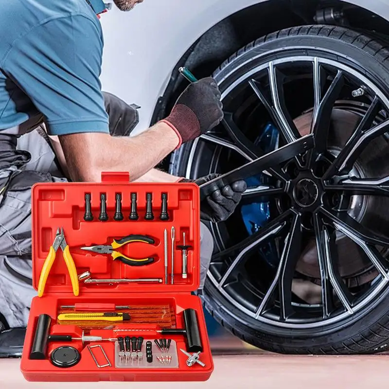 Car Tire Patch Kit 74pcs Flat Tire Repair Kit Repair Kit For Quick Recovery Plug Flats Patch Kit Tools To Fix Punctures