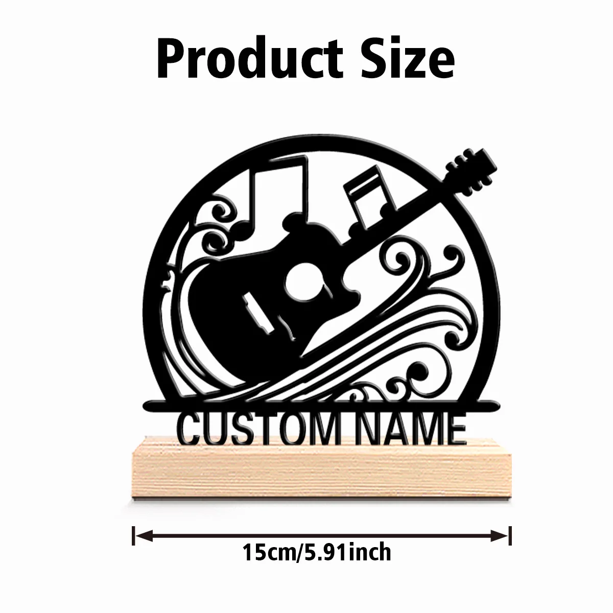 1pc Cartoon Personalized Custom guitar Metal Statues Artist’s Gift with Wooden Base Perfect for Painters Studios Creative Spaces