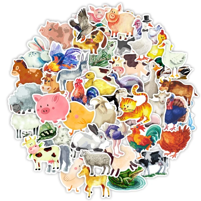 10/30/50pcs/Pack Cartoon Farm Animals Stickers Waterproof Skateboard Motorcycle Guitar Luggage Laptop Bicycle Sticker Kids Toys