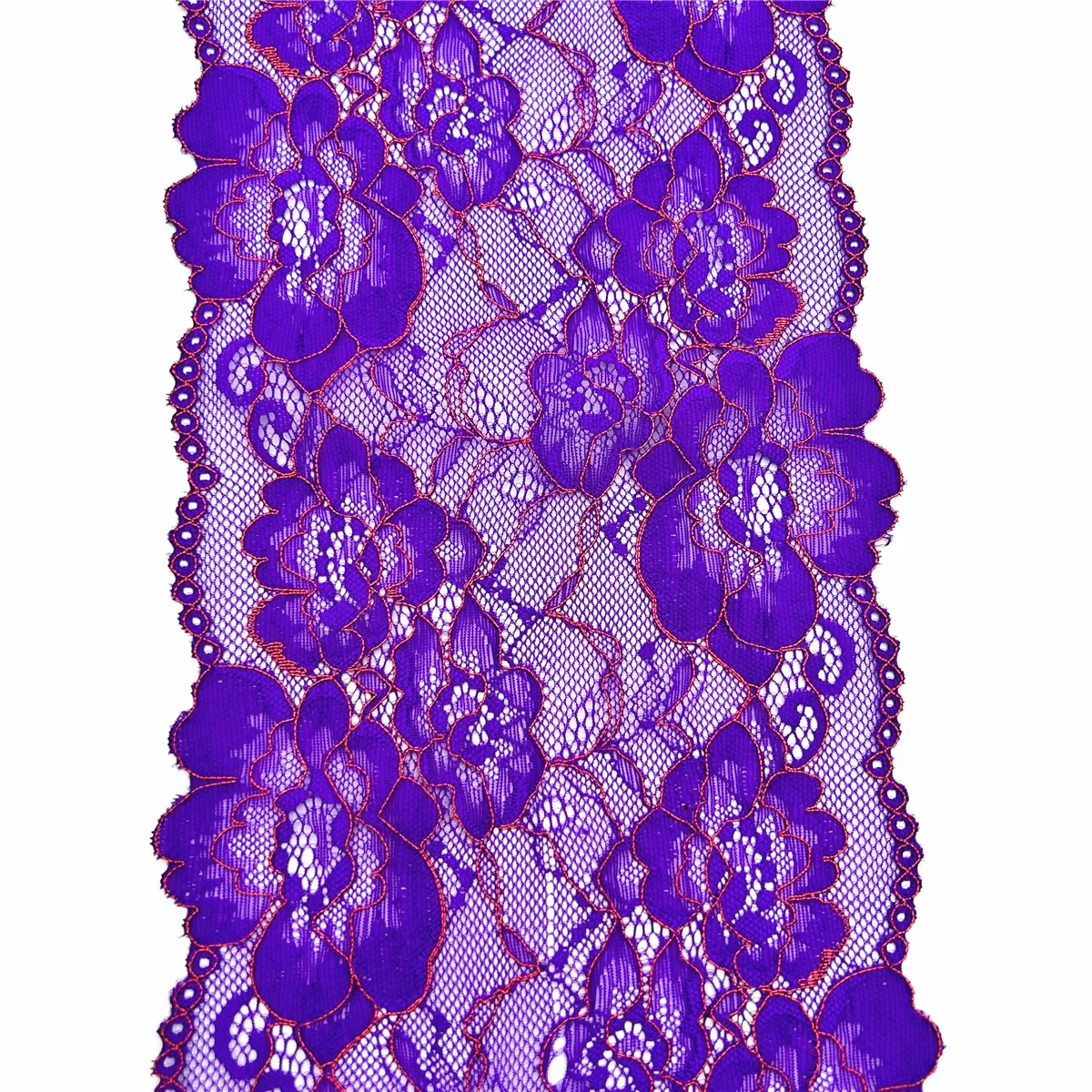 3y/lot Width 16.50cm Purple Flower Violet Elastic Stretch Lace Trim Skirt Hem For Dress Sewing Applique Costume Fabric Lace