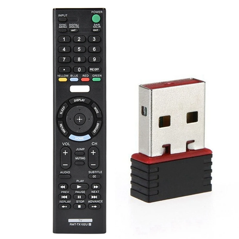 Realtek USB Wireless 802.11B/G/N Lan Card Wifi Network Adapter RTL8188 & Smart Tv Remote Control For Sony Rmt-Tx102u