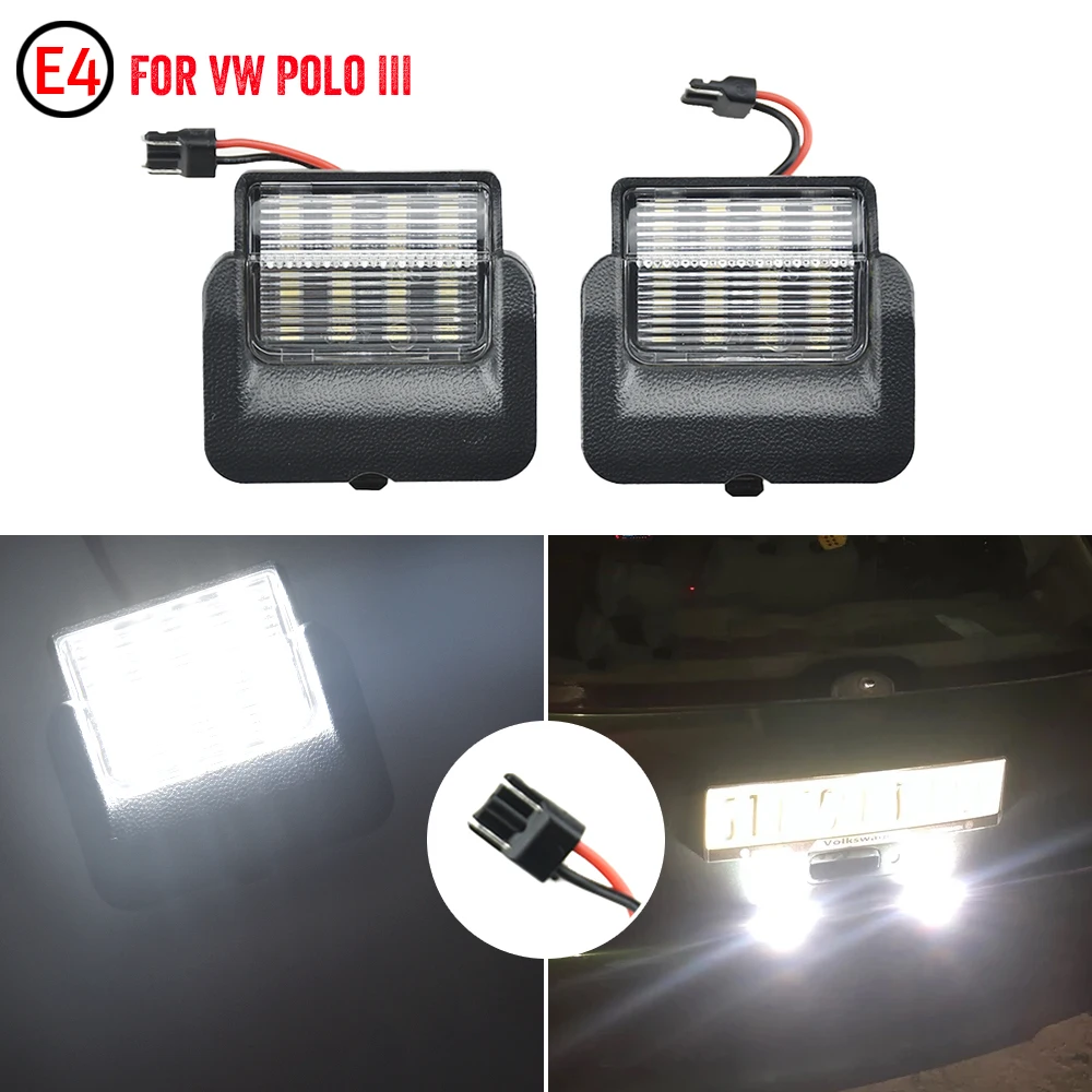 2Pcs For VW Polo 6N 1994 1995 1996 1997 1998 1999 Error Free White LED Number License Plate Lights lamp