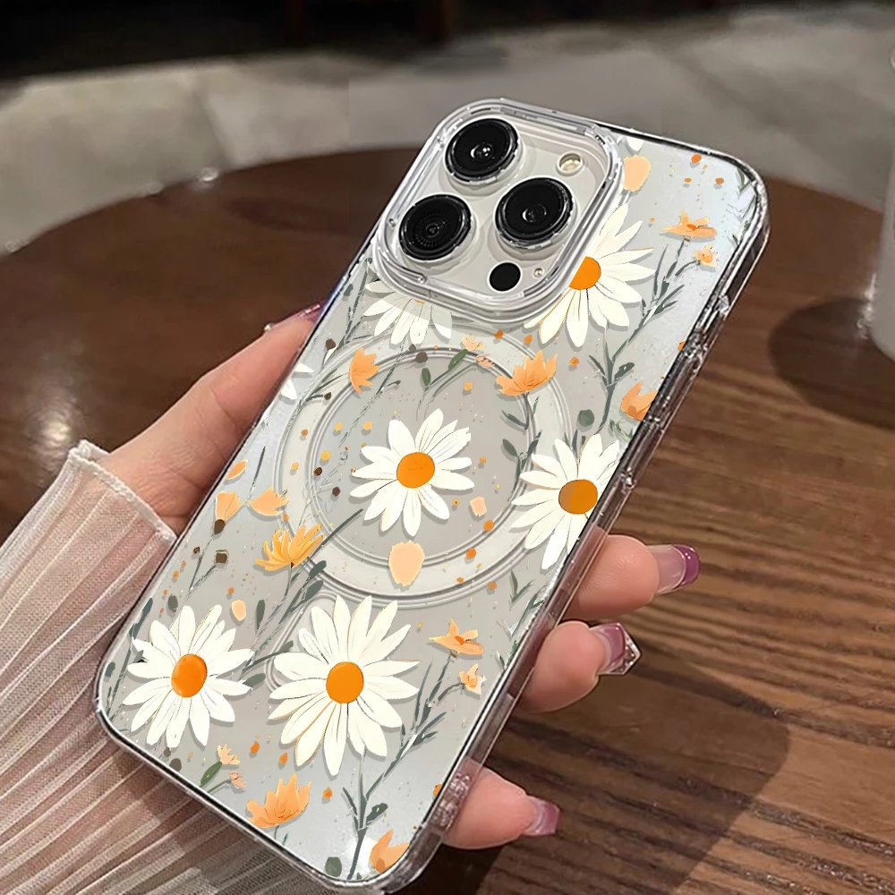 Daisy Flower For Magsafe Charging Case For Samsung A56 A36 A55 A54 A25 A26 A06 S24 FE S26 S25 Ultra S23 A57 A17 A37 A07 Cover