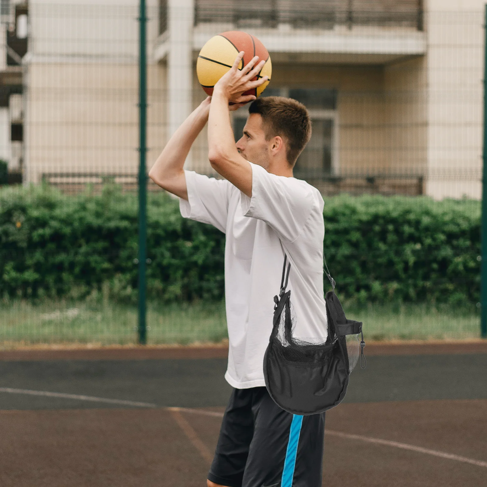 Basketball Tasche Mesh Sport Ball Träger Tragbare Schulter Gurt Für Gym Strand Volleyball Fußball Training Outdoor-Aktivitäten