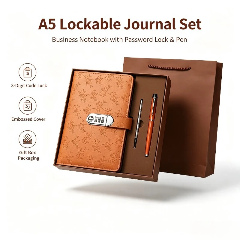 A5 Minimalist Password Lock Notebook, Business Diary Creative Hand Account Office Stationery