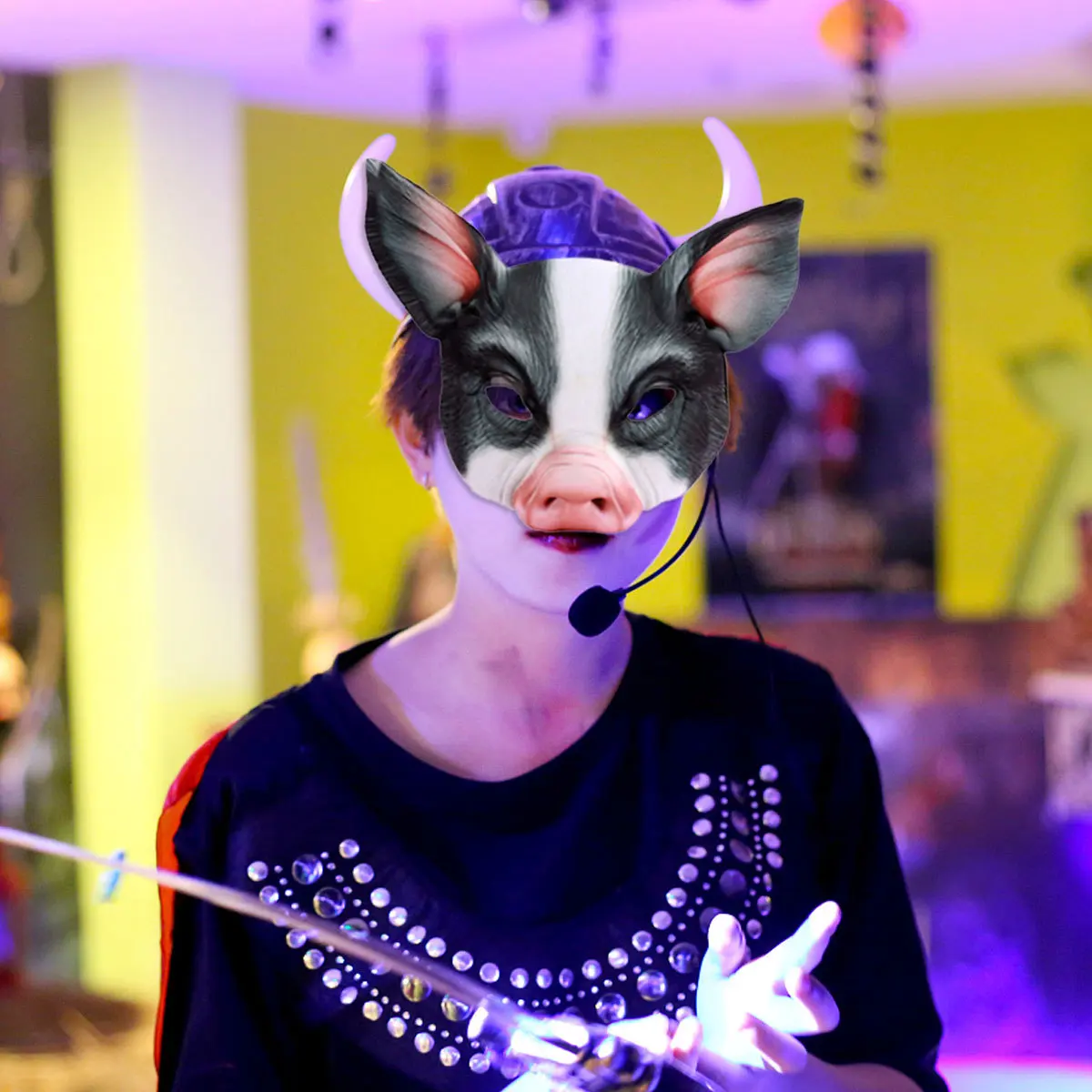หน้ากากหมู น้ำหนักเบา ดีไซน์รูปสัตว์ สำหรับงานเทศกาล ปาร์ตี้ ฮาโลวีน งานเต้นรำสวมหน้ากาก ครึ่งหน้า หน้ากากหมู อุปกรณ์เสริมสำหรับงานปาร์ตี้