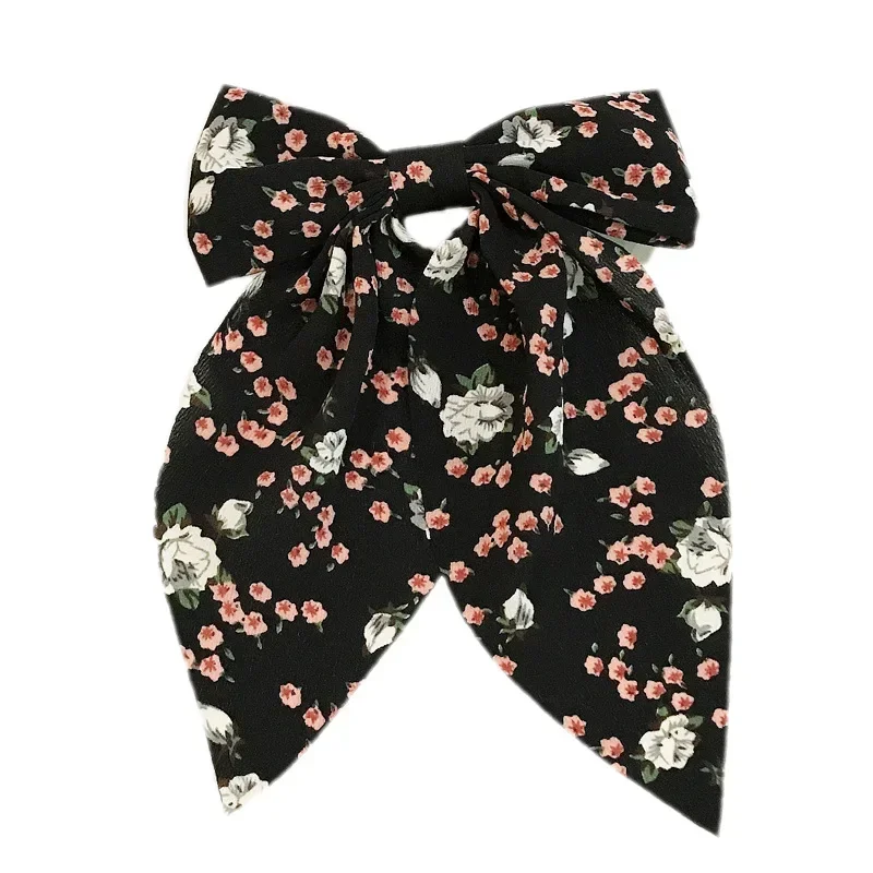 Épingles à cheveux à nœud papillon floral coréen pour femmes, pince à bec de canard, pince à cheveux en tissu élégant et frais, vêtements de sauna,