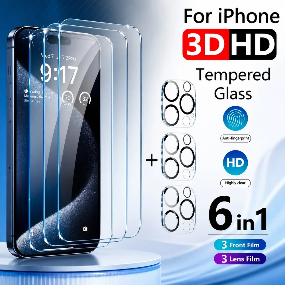 3+3 Stück Panzerglas für iPhone 13 13 mini Kameraobjektiv Displayschutz für iPhone 13 Pro 13 Pro Max Kratzfest Bruchsicher