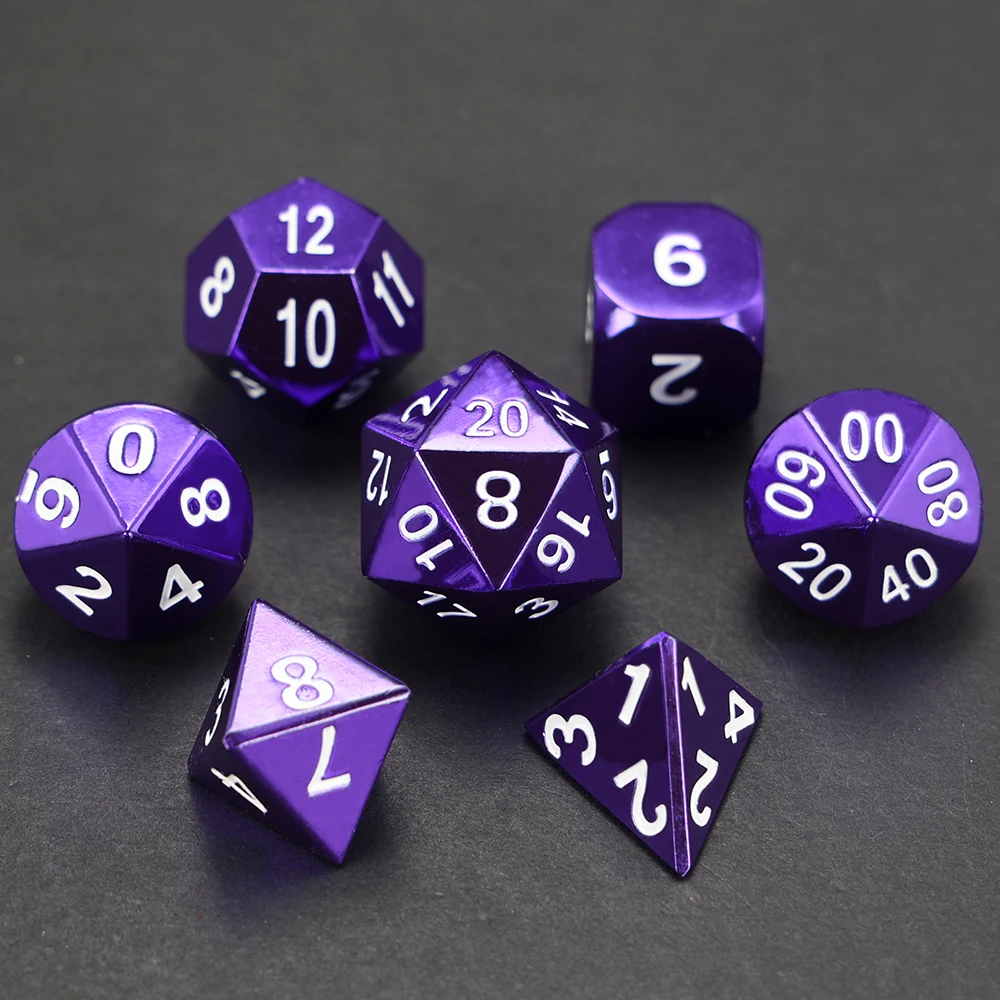 Polyhedral Metal Dices Set Zinc Alloy with Enamel Solid Metal for DND Game Tabletop RPG Dungeons and Dragons Math Teaching 7