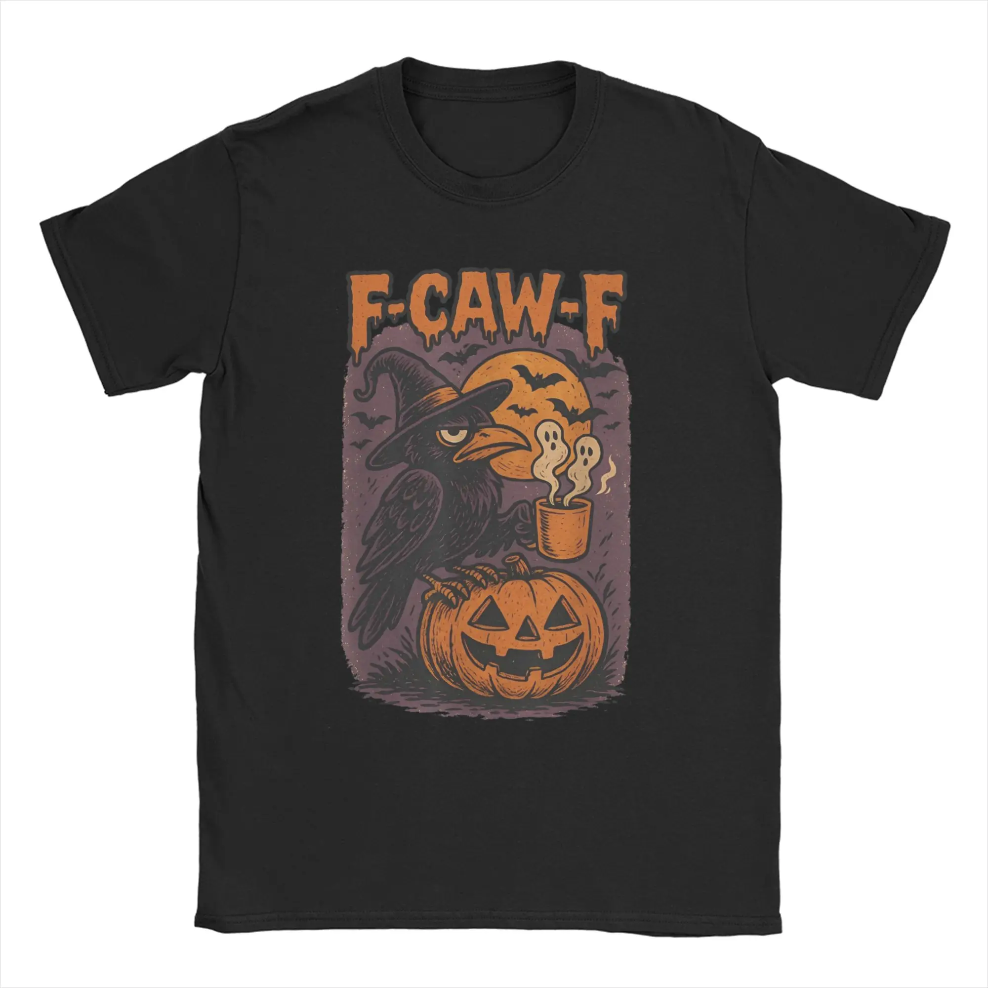 

F Caw F Crow Raven Halloween Costume Fawk Off T Shirts Men Women's Cotton Funny T-Shirt Round Collar Tees Short Sleeve Clothing