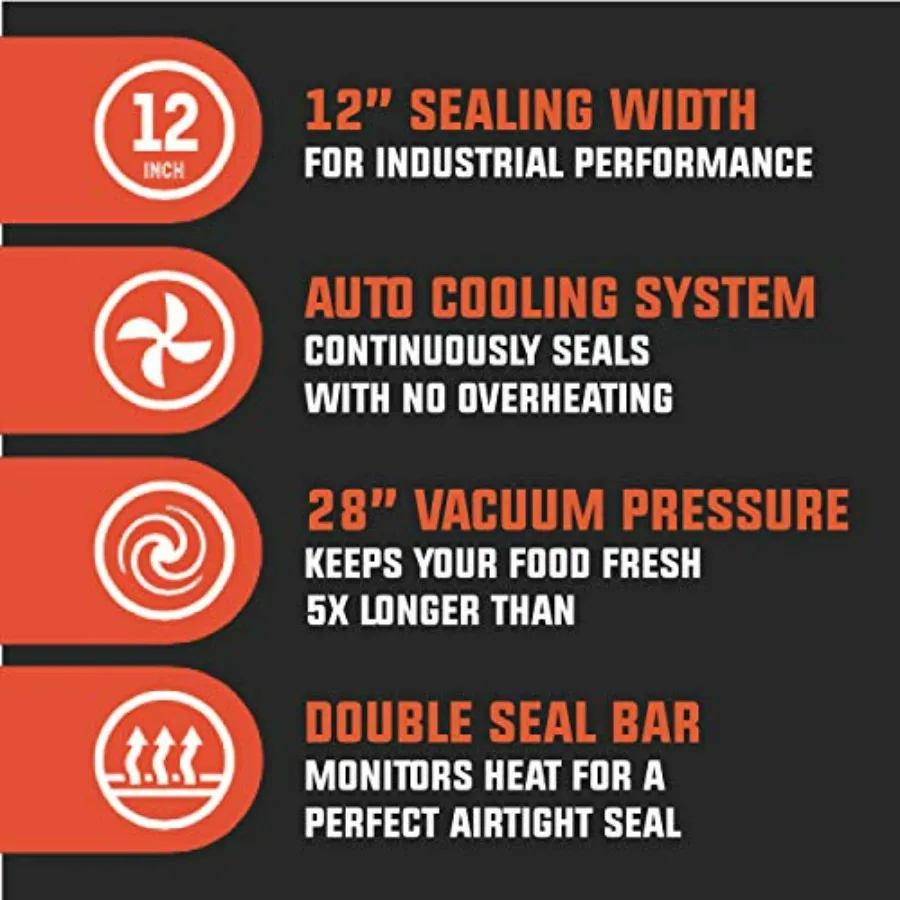 12 Commercial Grade Vacuum Sealer with User Friendly Design for Efficient Food Preservation and Sous Vide Cooking Offers 28 Vac